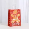 Sacola de Papel Kraft de Natal Sacola de Papel Kraft de Natal Sacola de Presente de Natal Rena Neve Árvore de Natal Sacola Tote de Natal