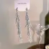 Brincos de Espigas de Trigo com Longa Franja Colar Corrente para Clavícula Design de Nicho Brincos de Tarraxa de Alta Qualidade Brincos Finos para Rosto Feminino