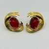 Pendientes Simétricos Estilo Palacio de Latón Electrochapado Oro Real Incrustado Piedra Ágata Retro Vintage