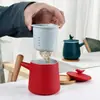 Copo de Cerâmica para Separação de Chá e Água, Copo para Beber, Caneca de Escritório com Tampa, Copo de Chá com Filtro, Caixa de Presente de Cerâmica Grossa