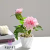 Dália de Duas Cabeças Pequeno Bonsai Flor Artificial Decoração Sala de Estar Estudo Planta Verde Falsa Decoração Mesa de Escritório