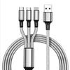 Cable de Datos Trenzado de Nylon Uno a Tres con Logo Personalizado, Cable de Carga Rápida Tres en Uno para Teléfono Móvil, Regalo de Año del Caballo al por Mayor
