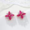 Aretes de Corindón Rojo de Moda para Combinar con Todo Aretes Coreanos de Moda Aretes de Estrella de Amor de Celebridad de Internet Aretes de Niña de Alta Gama