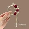 Horquilla de borla de orquídea estilo antiguo, clip fijo de cabeza de bola, hebilla de pelo de alta calidad para mujer, accesorios para el cabello de peinado semi-recogido con temperamento