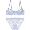 Novo Conjunto de Sutiã e Calcinha Sexy Europeu e Americano Ultra-Fino de Renda Transparente Mostrando Seios Grandes Tamanho Pequeno Grande Feminino Verão