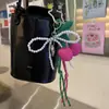 Serie Oscura de Verano niu Llavero Colgante Mini Cámara Negra 8 Cadena Cuerda Trenzada Cadena de Cuentas Colgante de Bolso