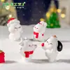 Decoraciones navideñas en miniatura con adorables cachorros y cerditos jugando en la nieve, accesorios para manualidades, mini figuras de escritorio