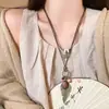 Colar de Metal com Laço Vintage Desgastado, Pingente de Anel Longo Simples e Versátil Boêmio, Joia de Alto Padrão