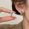 Pendientes Europeos y Americanos Transfronterizos Nuevos de Esmalte Asimétrico de Doble Corazón, Pinzas para Orejas de Moda de Personalidad Nicho para Mujeres, Pendientes de Estilo Minimalista