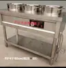 Carrito de Avena Aislado de Acero Inoxidable Comercial con Estufa Eléctrica, Carrito Móvil de Cocina de Avena de Barril Redondo para Comida Rápida, Estación de Venta de Comida y Equipo de Aislamiento Térmico