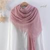 Bufanda de Algodón y Lino Plisada de Color Sólido de Venta Caliente Transfronteriza, Pañuelo de Cabeza Malayo Multicolor Arrugado de Moda con Flecos para Mujer