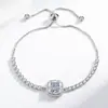 Pulsera Cuadrada Princess de Diamante de Alto Carbono para Mujer Moda Transfronteriza Simple Lujo Ligero Versátil Incrustaciones Joyería Cortada Flor de Hielo