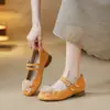 Zapatos Mary Jane planos de tamaño pequeño, 7 cm de altura, con detalles de flor de camelia, bailarinas rosas con tiras cruzadas y tacones altos de plataforma para mujer