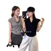 Chaleco de punto de moda y adelgazante con diseño de cuello alto apilado para mujer, top sin mangas versátil y elegante de estilo coreano para el verano 2026