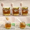 Al por mayor En stock Mini Tarro de Miel Transparente de Vidrio Set de Mermelada Botella Dispensadora 45ml Botella Dispensadora de Alimentos Hexagonal