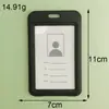 Porta-Cartão de Plástico Porta-Documentos Dupla Face Marca de Fábrica Cartão Escolar de Estudante Dupla Transparência Cartão de Documento Controle de Acesso Crachá de Trabalho Tampa Deslizante Cartão de Empurrar