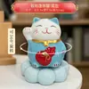 Estatueta de Gato da Sorte em Cerâmica, Decoração de Carro, Pequeno Presente Cultural e Criativo, Decoração de Feira, Artesanato Cerâmico de Comércio Exterior