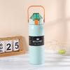 Termo de Acero Inoxidable de Doble Capa 304, Mismo Estilo para Hombres y Mujeres, Taza con Tapa de Rebote de Gran Capacidad con Asa, Vaso Recto, Acero Inoxidable 304