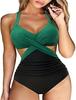 [Traje de banho feminino multicolorido europeu e americano] maiô de uma peça estilo cruzado Amazon comércio exterior transfronteiriço maiô feminino