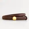 Cinturón de Hebilla Redonda para Mujer Decorativo Cintura Vestido Cintura Verano Simple Versátil Cuero Genuino Cinturón Pequeño para Mujer con Falda