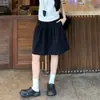 Falda Corta Azul Marino de Cintura Alta Estilizadora Estilo A Japonés para Mujer, Falda Deportiva Casual Holgada de Verano de Cinco Puntos para Figuras Pequeñas
