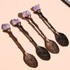 Amethysto Natural Aglomerado Colher de Chá Mexedor Cristal de Energia Colher de Chá Colher de Café Presente Decorativo Suprimentos de Cozinha Atacado