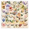 55 Pegatinas de Sobre de Flores Retro, Pegatinas Estéticas para Decoración de Cartas, Pegatinas para Sellar Cajas de Regalo, Pegatinas Impermeables al por Mayor