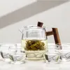 Bule de Vidro com Separação de Chá e Água, Alça Lateral, Resistente a Altas Temperaturas, Chaleira com Filtro de Alto Borossilicato