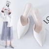 Pantuflas tipo Mula Coreanas de Punta 2021 Sandalias de Moda para Uso en Exteriores Nuevas de Verano para Mujer de Tacón Alto Moderno con Tacón Grueso