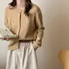 Cardigan de Tricô Fresco Tridimensional de Cereja Estilo Coreano Outono e Inverno Gola Redonda de Botão Único Suave Macio Cera Redutor de Idade Jaqueta Suéter