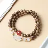 Nuevo Estilo Chino Pulsera de Doble Círculo de Madera Chenxiang Ágata Natural Jade Hetian Jade Azul Agua Pulsera Roja del Sur para Hombres y Mujeres Lujo Ligero