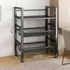 Prateleira de armazenamento para cozinha com rodas de armazenamento de piso multicamada, extra grossa e espessa, também adequada para fornos de micro-ondas.