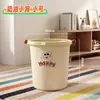 Papelera de Plástico de Alta Calidad Estilo Crema Tipo Prensa para Sala de Estar Dormitorio Baño Tapa de Dibujos Animados Gran Capacidad