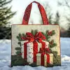 2026 Nuevo Bolso Tote Acolchado Bordado de Moda Navideño Estampado Digital Transfronterizo Bolso de Algodón Casual para el Trabajo