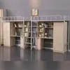 Apartamento Dormitorio Estudiantil Cama Mesa debajo de la Cama Cama de Marco de Hierro para el Personal Cama Dormitorio Albergue Juvenil Cama Combinada con Armario Doble