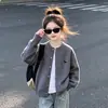 Conjunto de dos piezas para niña: cárdigan de punto y pantalones vaqueros, nuevo conjunto de primavera/otoño 2026 estilo coreano, pantalones holgados de pierna ancha, para niños mayores