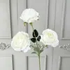 3 rosas de montaña nevada, arreglo floral para pasillo de escenario de boda, decoración floral para escaparates de centros comerciales, decoración suave, paisajismo con flores artificiales