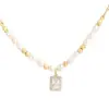 Fábrica de Fuente Explosiva Yashifu Diseño Cuadrado Zircón Perla Colgante Plata S925 Nicho Fresco Dulce Collar