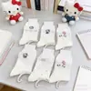 Calcetines Blancos de Primavera con Hello Kitty Tridimensional para Mujer, de Media Pantorrilla, Anti-Olor, Versátiles, Lindos, Transpirables, Absorbentes del Sudor