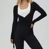Nuevo top de yoga de manga larga transfronterizo para mujer, agradable para la piel, ajustado, de secado rápido, reversible, top de fitness, cubre deportivo