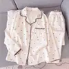Pijama de mujer estilo Ins para primavera y otoño, estilo fino de algodón nube 2026, conjunto de ropa de casa de dibujos animados dulce de manga larga y pantalón largo