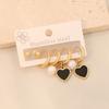 [Ice Meng] 3 pares aretes de acero inoxidable de amor con perla de imitación, juego de aretes de estrella de mariposa E545