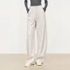 26 Otoño Nuevo [Acetato Lana] Mezcla Engrosados Cintura Alta Holgados Rectos Pierna Ancha Pantalones Elásticos de Punto 32079