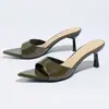 Sandalias para Mujer, Tacones Altos, Mula de Cintura, Pala Ancha, Punta Fina, Tacones de Gatito, Zapatos Versátiles para Mujer, Sandalias de Tacón Alto