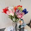 Simulação transfronteiriça flor alta qualidade 3D papagaio tulipa fileira de flores de casamento flor artificial tulipa casa albergue pêndulo