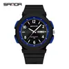 Sanda 6097 Pequeno Fresco Estilo Coreano Relógio de Ponteiro Duplo Calendário Fashionável À Prova D'água Personalizado Relógio de Quartzo para Alunos do Ensino Médio Masculino e Feminino