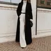 2026 Cruzamento TK Outono/Inverno Mais Vendido Estilo Europeu e Americano Gola Lapela Dupla Botão Longo Casaco de Lã para Mulheres