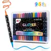 Caneta Marcadora Glitter Popular da Amazon com Duas Pontas e Duas Cores Caneta Glitter Fluorescente Caneta Marcadora Glitter Caneta para Pintura Caneta Aquarela