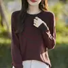 Top de Hilo de Algodón Puro a Rayas de Color Contrastante, Nuevo Estilo de Primavera, Manga Larga, Cuello Redondo, Suéter Básico de Punto Holgado Elegante para Mujer