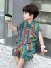 Conjunto de Verano Delgado y Fresco a Cuadros sin Mangas para Niños 2025 Nuevo Estilo Conjunto de Dos Piezas de Camiseta y Pantalones Cortos para Niños